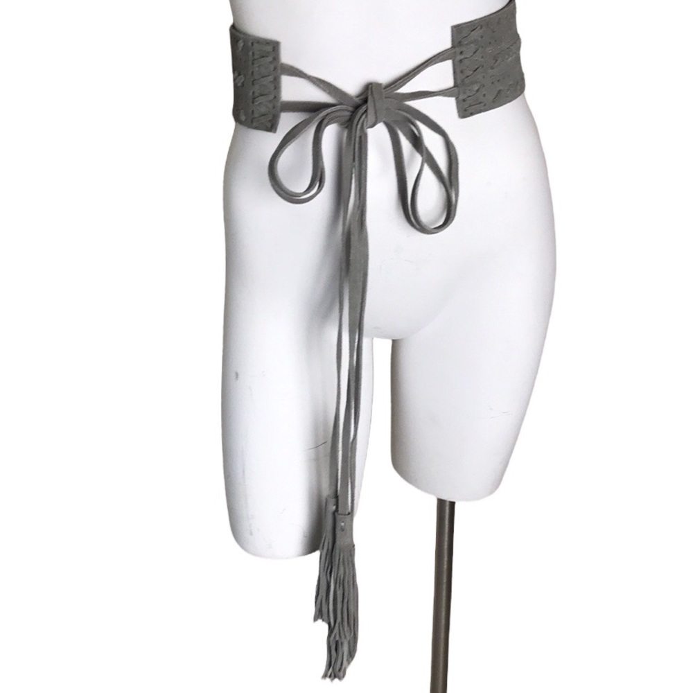 Linea Pelle Leather Belt Tassel Trim Ties Sz XS